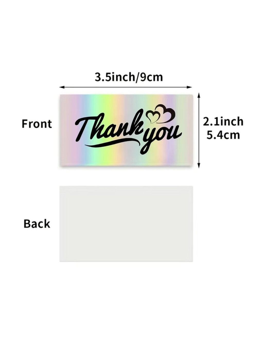 50 Cards Holographic Silver Color Thank You Cards, 3.5''x 2.1'' - Picture 2 of 2